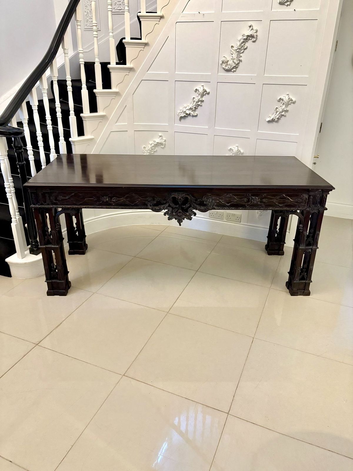 Large Antique 19th Century Outstanding Quality Carved Mahogany Table In The Chinese Chippendale Manner photo buy