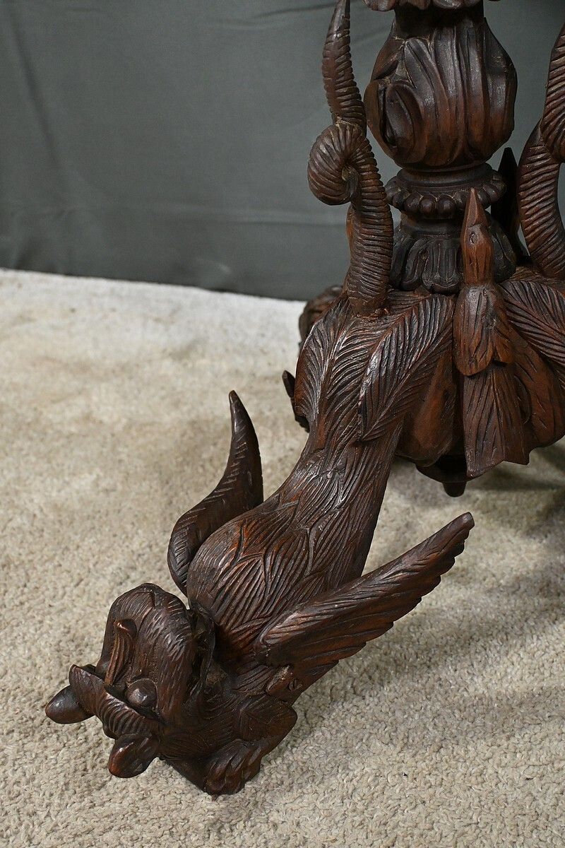 photo vinterior Anglo Indian Pedestal Table In Exotic Wood – Late 19th Century