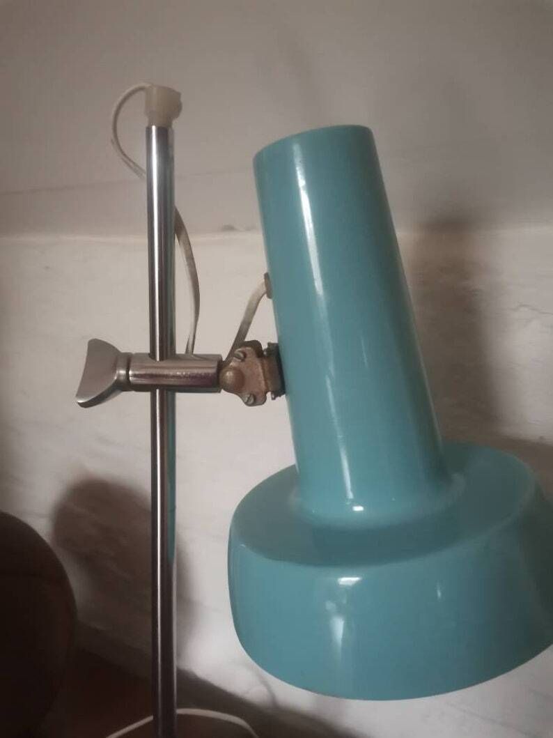 White & Blue Adjustable Lamp From Vintage Retro Lighting, Spotlight Rare. Quality Design Well Made Works Perfectly Mid Century Modern photo vintage