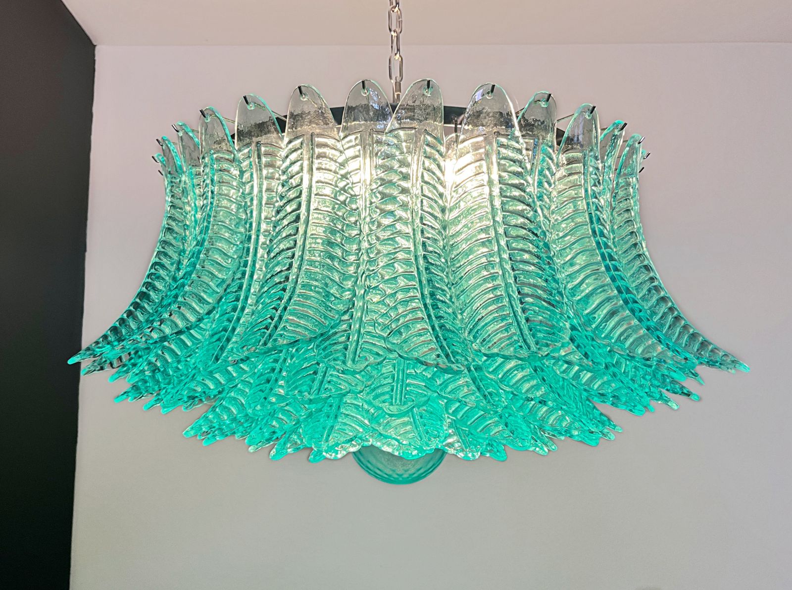 2990.0 Large Murano Glass Chandelier  100 Turquoise Felci Glasses photo