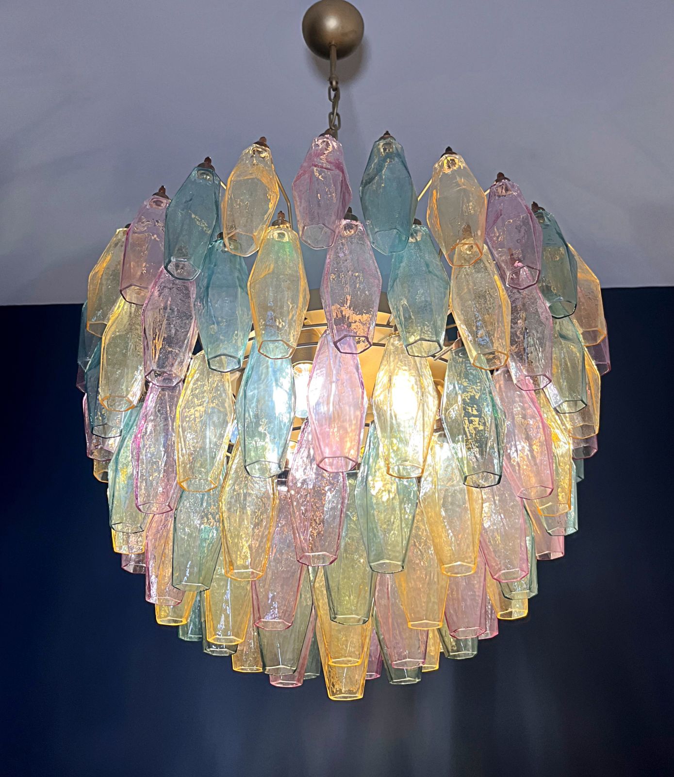 Amazing Murano Glass Candelier – 111  Multicolored Poliedri photo vinterior