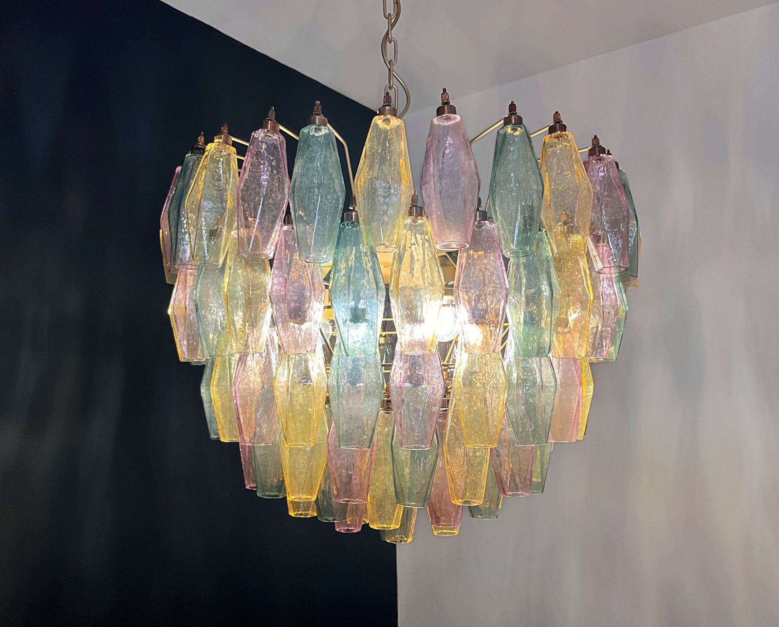 Amazing Murano Glass Candelier – 111  Multicolored Poliedri photo vintage