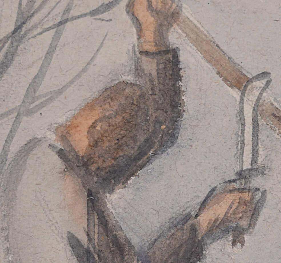 Two Woodcutters,  Watercolour By George Bissill photo furniture