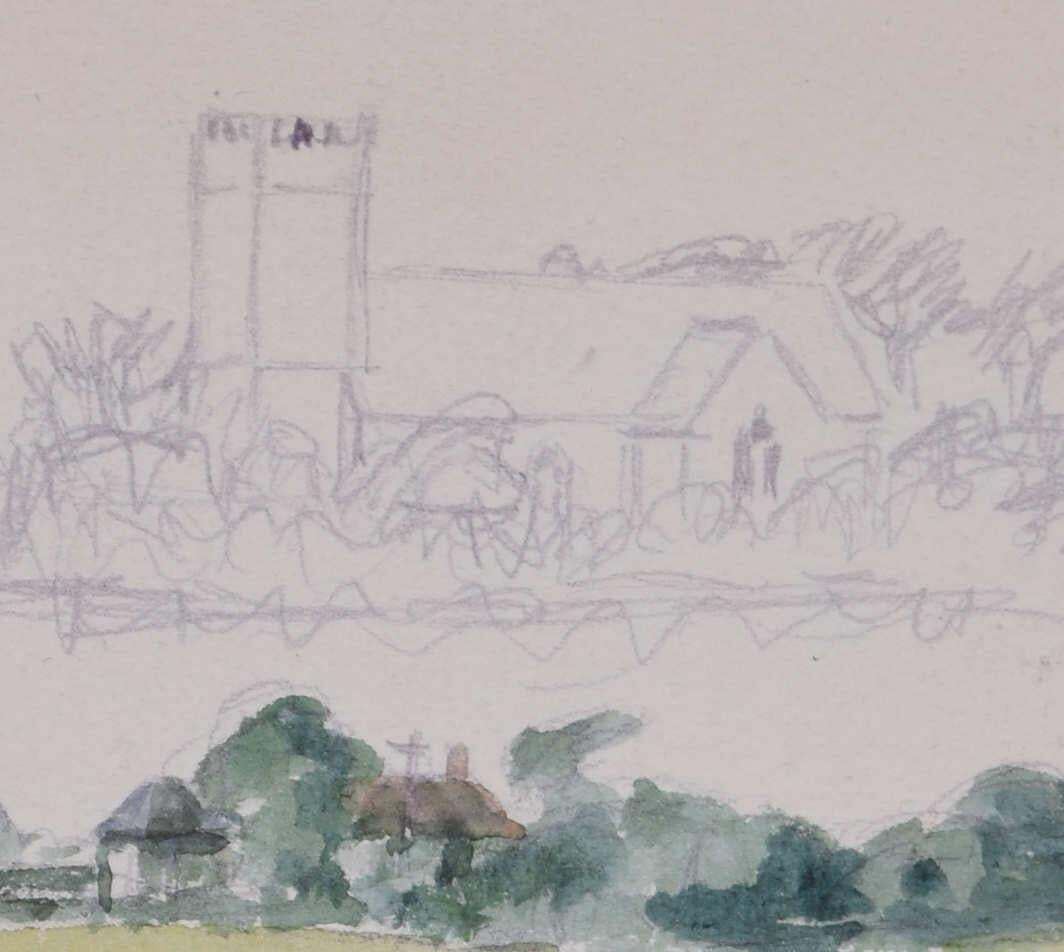 English Rural Scene, Watercolour By George Bissill photo furniture