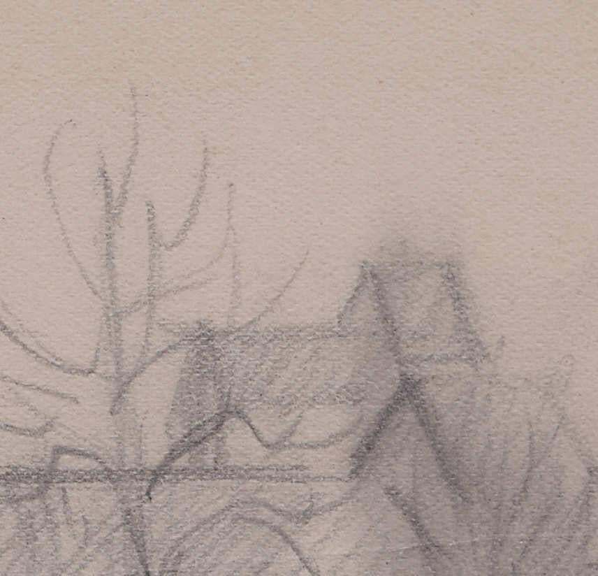 View Of The Village Church, Pencil Sketch By George Bissill photo furniture