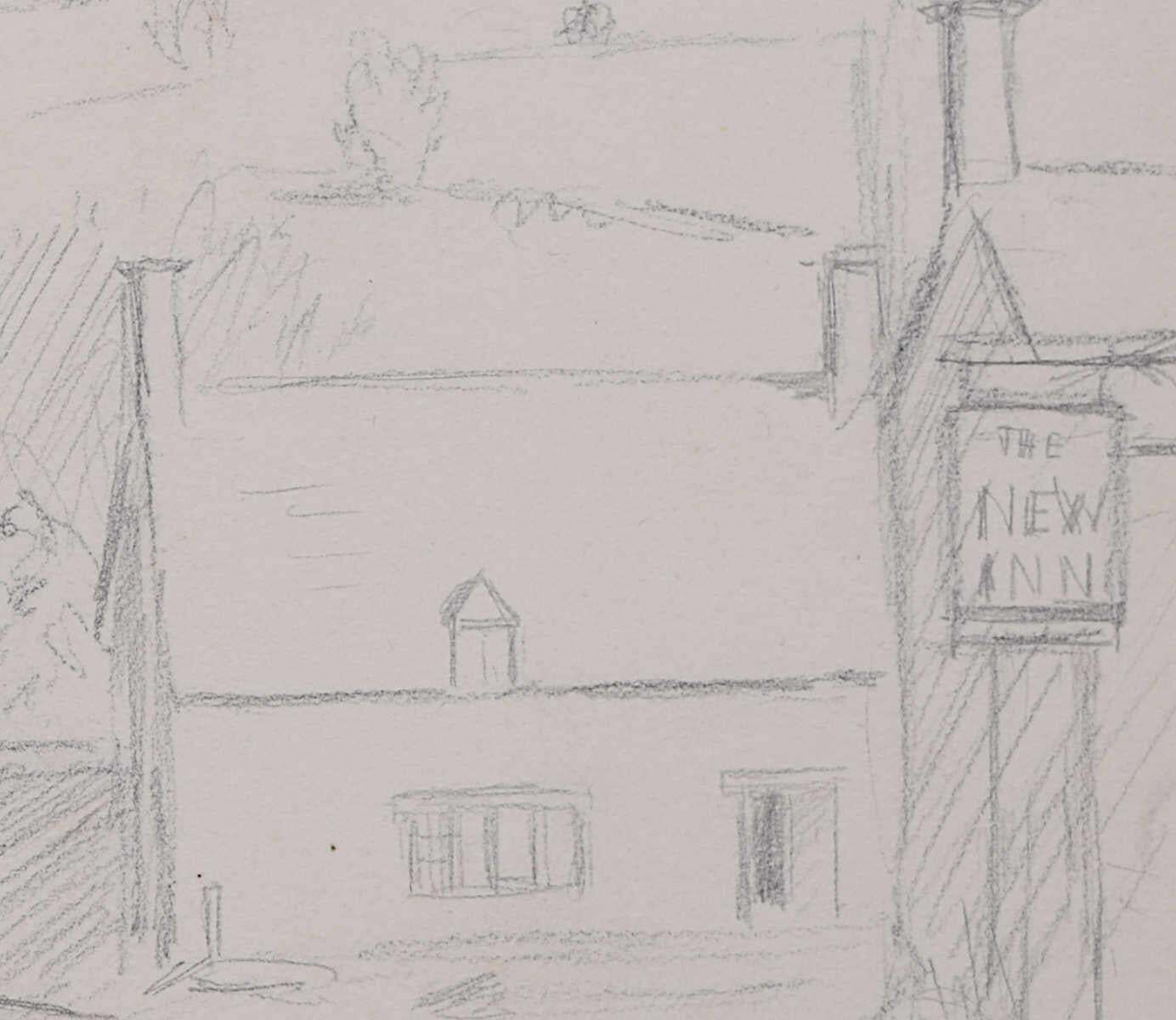 The New Inn, Willersey, Pencil Sketch By George Bissill photo furniture