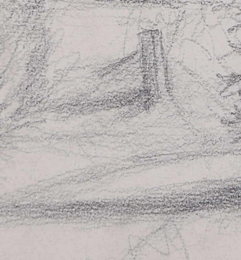 Country Lane With Bird Of Prey, Pencil Sketch By George Bissill photo Art