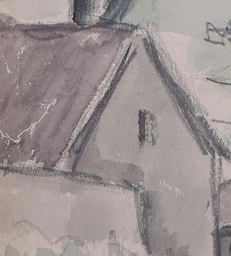 View Through The Village, Watercolour By George Bissill photo Art