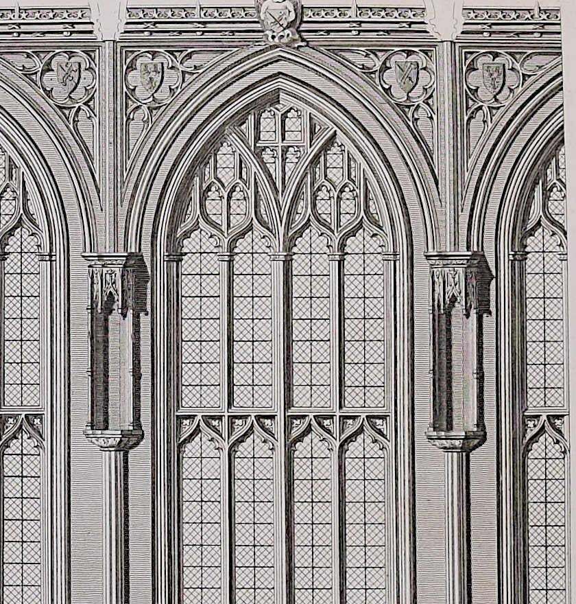 Architectural Fragments Of St Albans Cathedral, Engraving By James Basire 1810 photo for sale