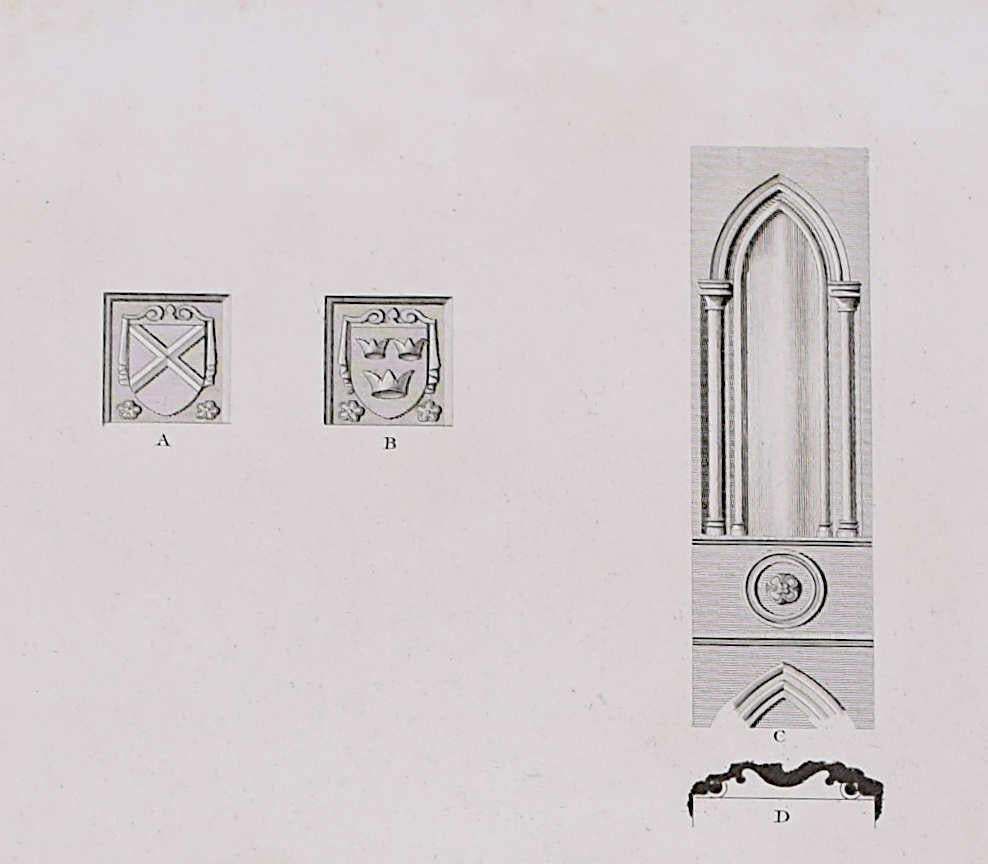 Architectural Fragments Of St Albans Cathedral, Engraving By James Basire 1810 photo furniture