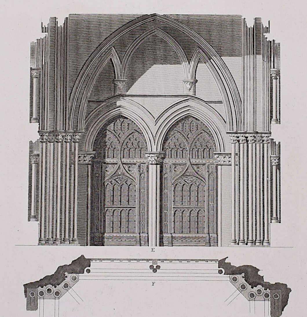 Architectural Fragments Of St Albans Cathedral, Engraving By James Basire 1810 photo for sale