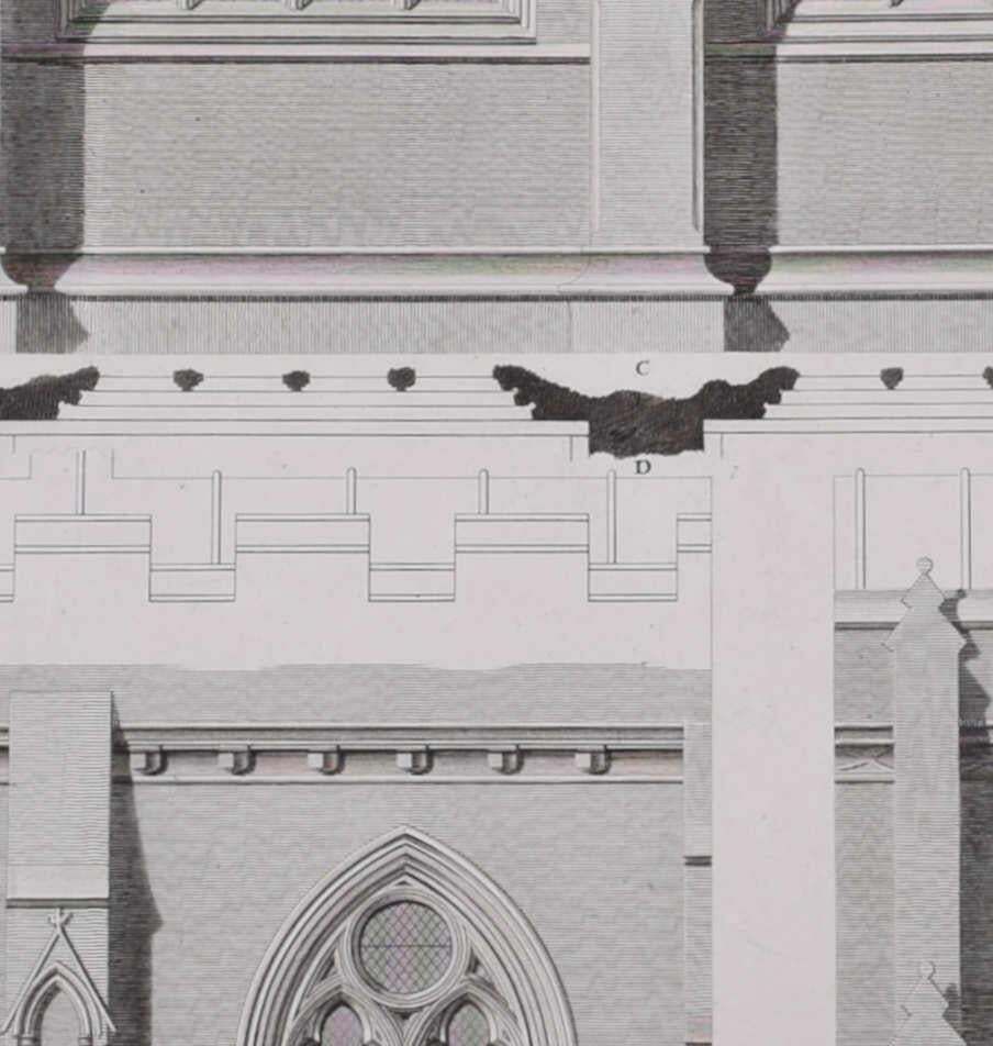 Architectural Fragments Of St Albans Cathedral, Engraving By James Basire 1810 photo for sale