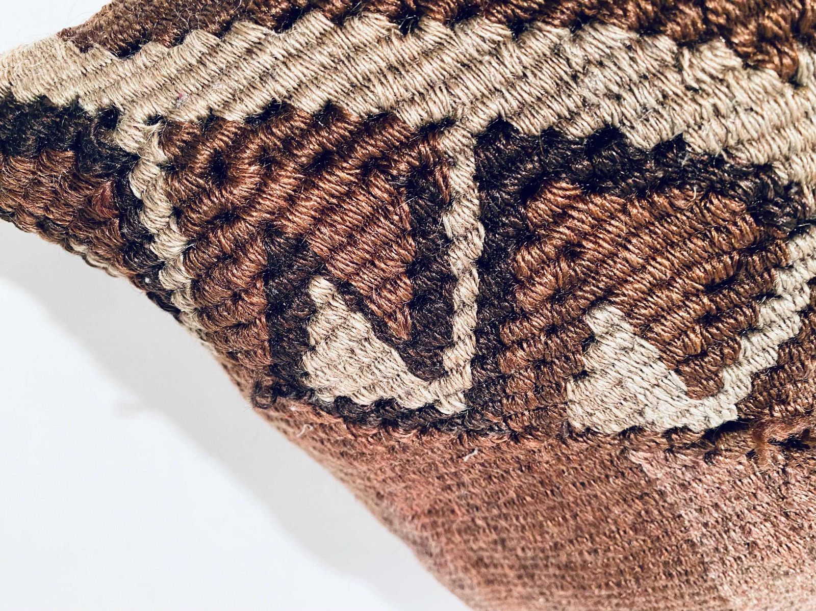 Vintage Kilim Carpet Brown Cushion Cover / 47 X 47 Cm / Handmade Boho Home Decor Turkey photo buy
