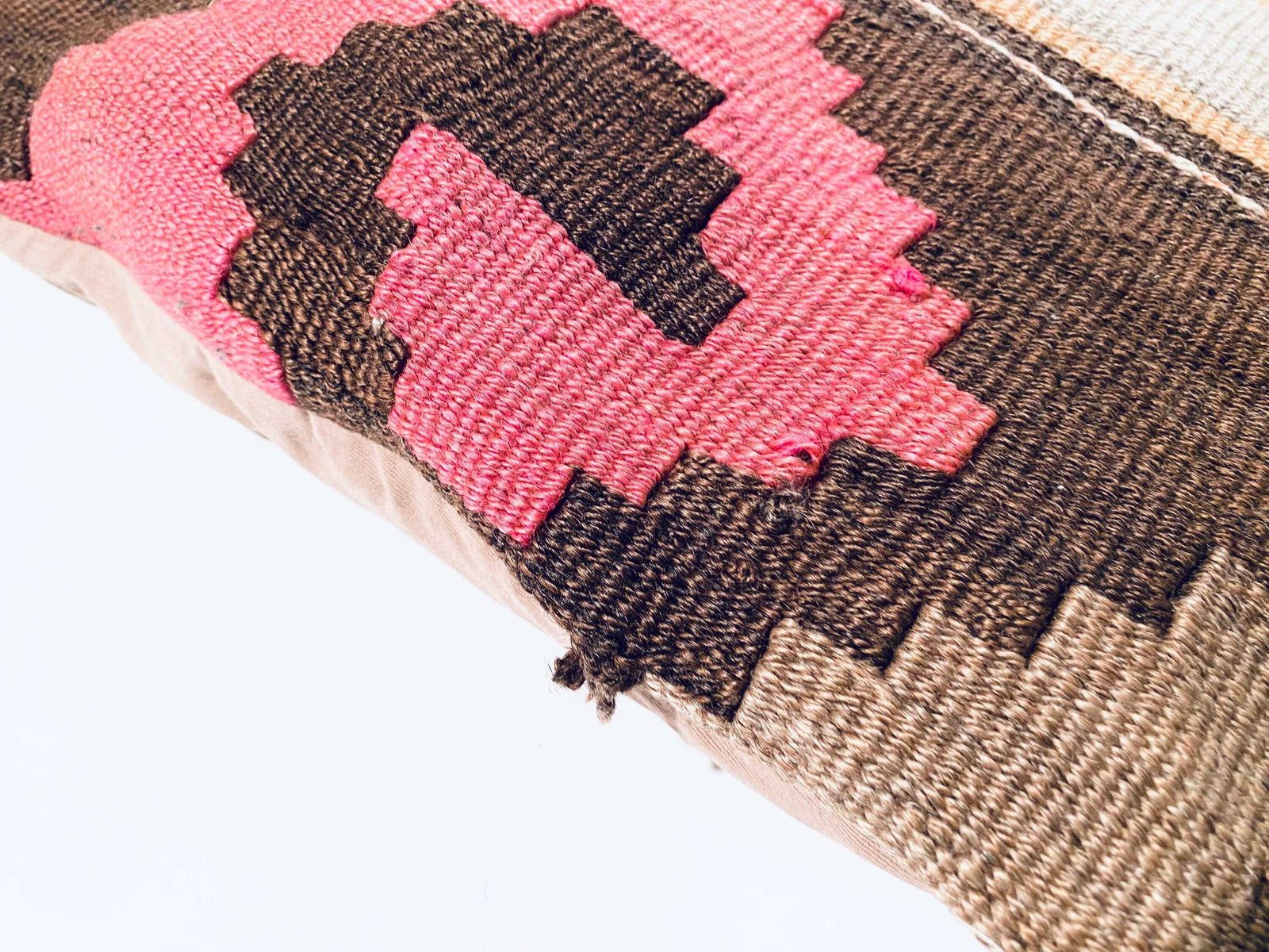 Vintage Kilim Carpet Brown Cushion Cover / 35 X 35 Cm / Handmade Boho Home Decor Turkey photo buy