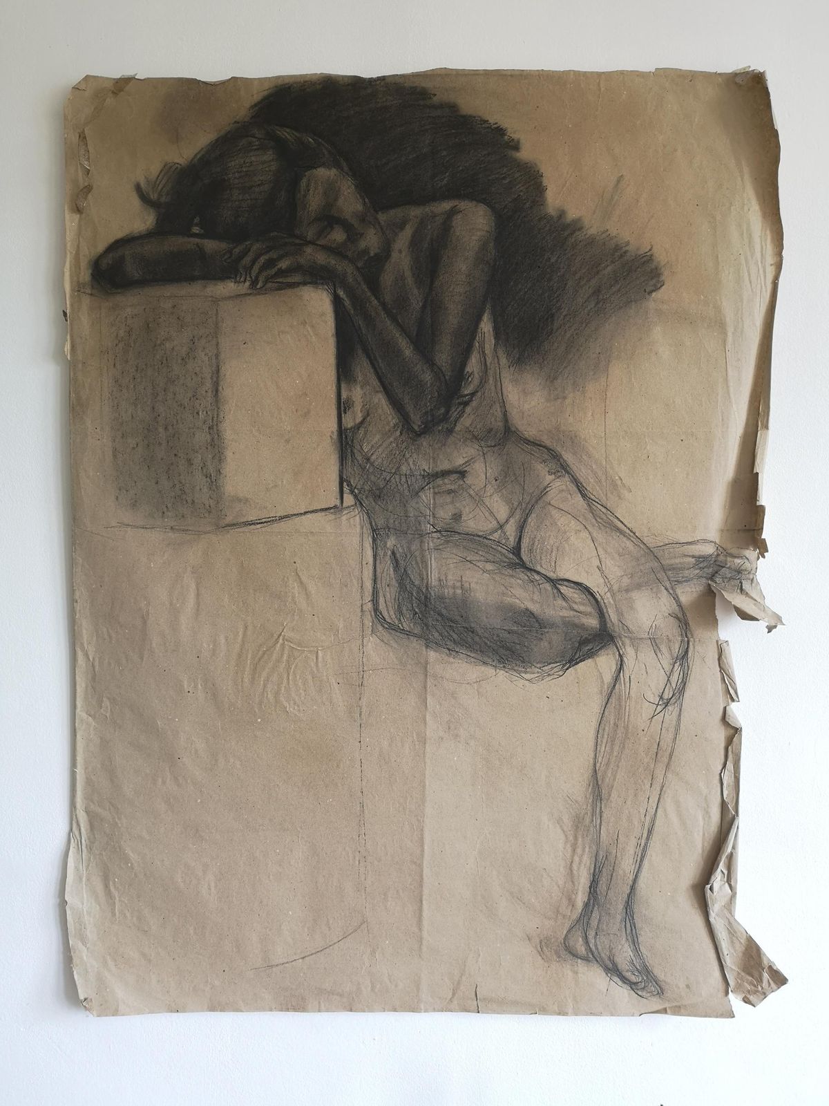 Timea's Vintage Figurative Sketch Of Woman: A Glimpse Into 1970s Kaposvar, Hungary   Unique, Bold, And Thoughtful Artwork, Monochrome photo furniture