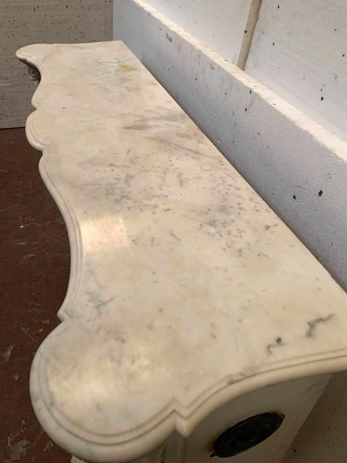 Louis XV Style Fireplace In White Carrara Marble 19th Century photo for sale