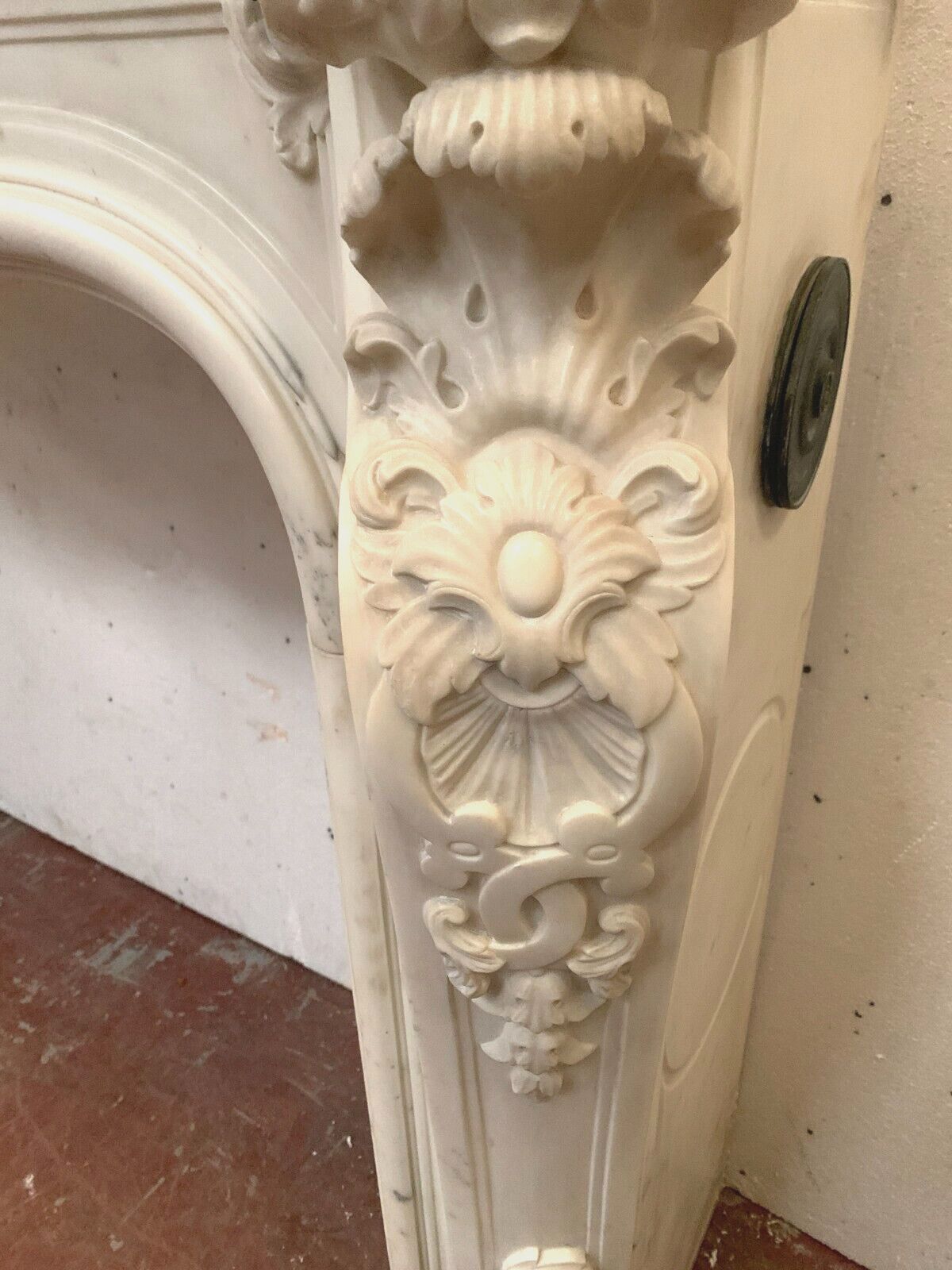 Louis XV Style Fireplace In White Carrara Marble 19th Century photo vinterior