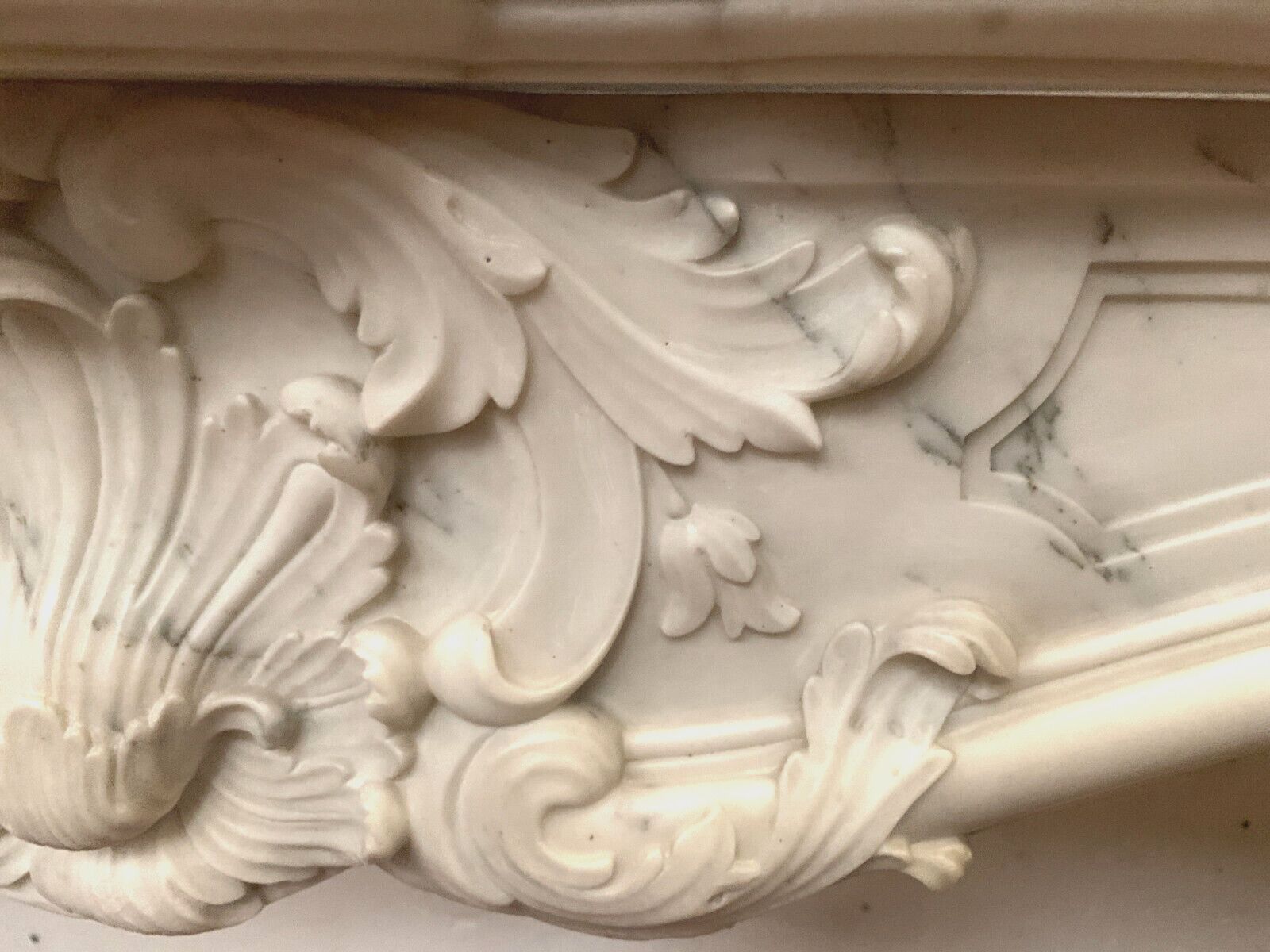 Home Fixtures Louis XV Style Fireplace In White Carrara Marble 19th Century photo