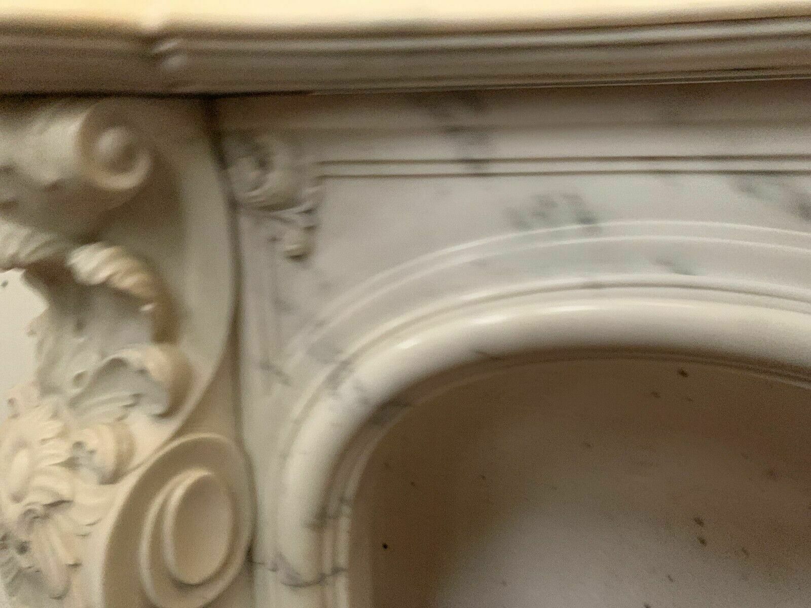 photo buy Louis XV Style Fireplace In White Carrara Marble 19th Century