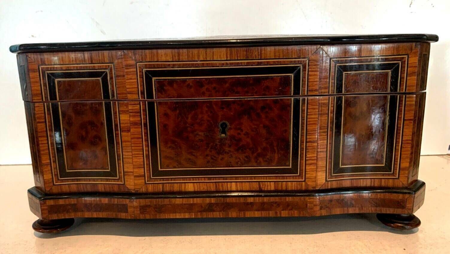 Jewelry Box In Cedar Burl Boulle Marquetry Box Napoleon III Period photo for sale