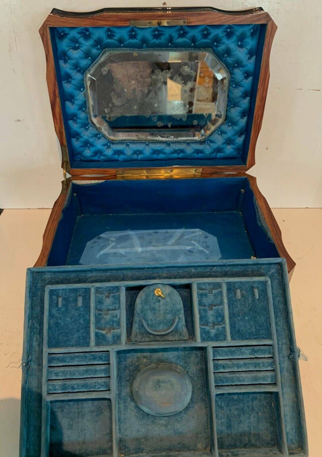 713.25 Jewelry Box In Cedar Burl Boulle Marquetry Box Napoleon III Period photo