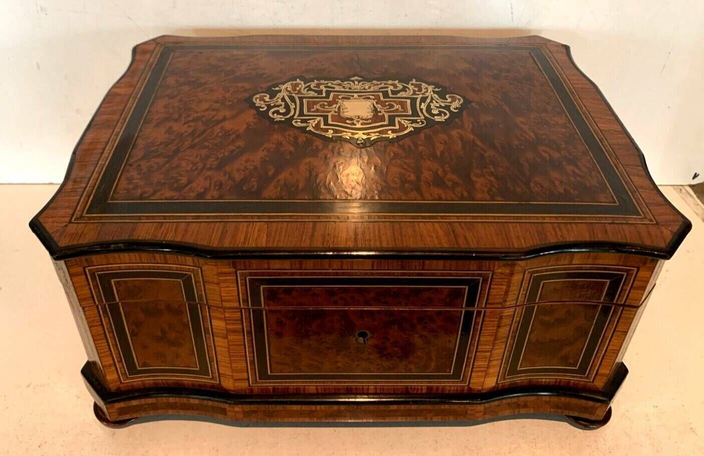 photo buy Jewelry Box In Cedar Burl Boulle Marquetry Box Napoleon III Period