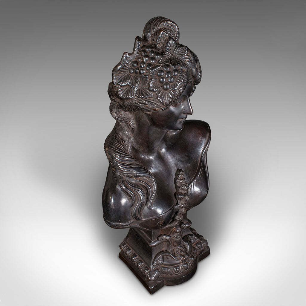 Heavy Vintage Bohemian Female Bust Continental Bronze  After Art Nouveau 1930 photo buy