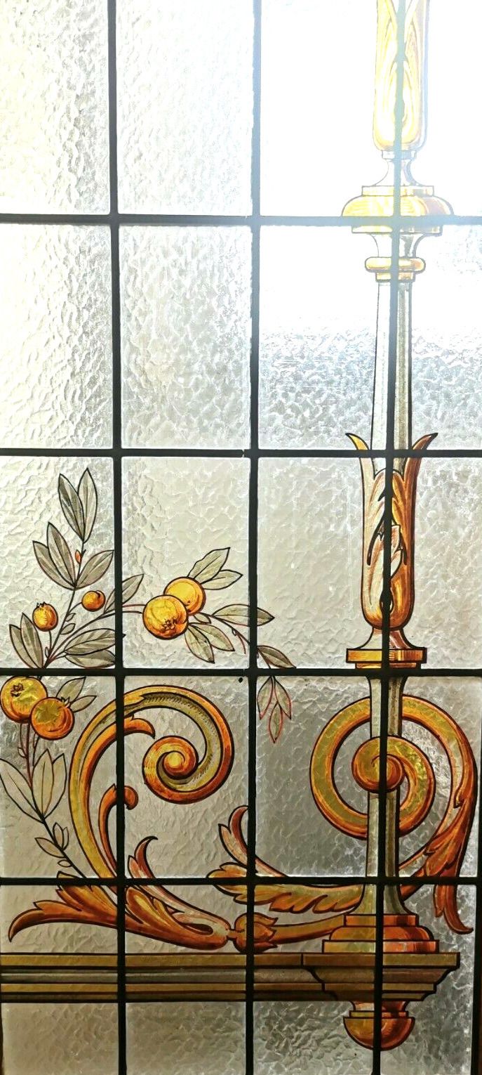 Suite Of Three Stained Glass Separation Doors With Floral Decoration XX Century photo buy
