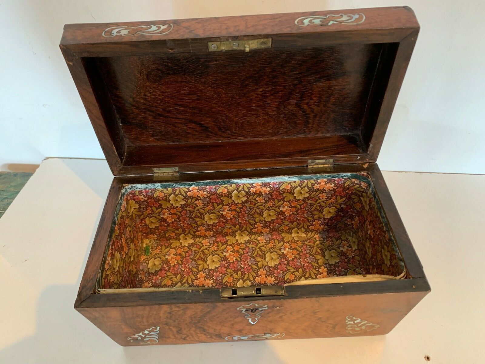 Rosewood Box With Boulle Napoléon III Mother Of Pearl Inlay photo vintage