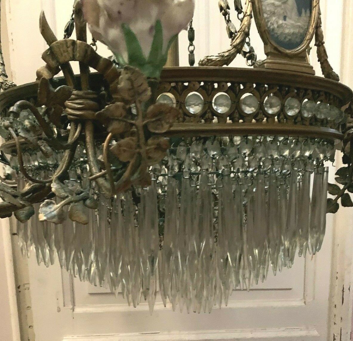 Louis XVI Style Chandelier In Bronze And Crystal Pendants XIX Century photo 3992.63