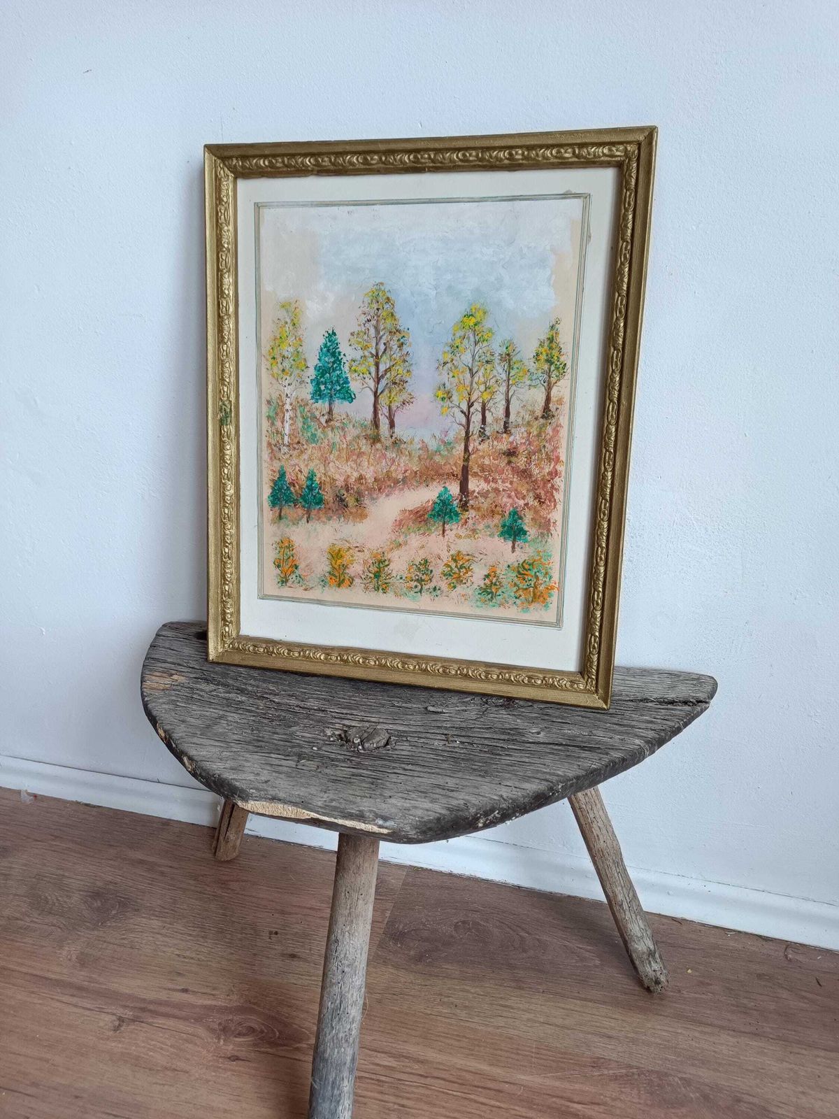 Res Antique Hungarian Forest Painting   Timeless Homestead Art Of Trees At Dusk. Canvas Shabby Talented Artist. Collectible. Atmospheric