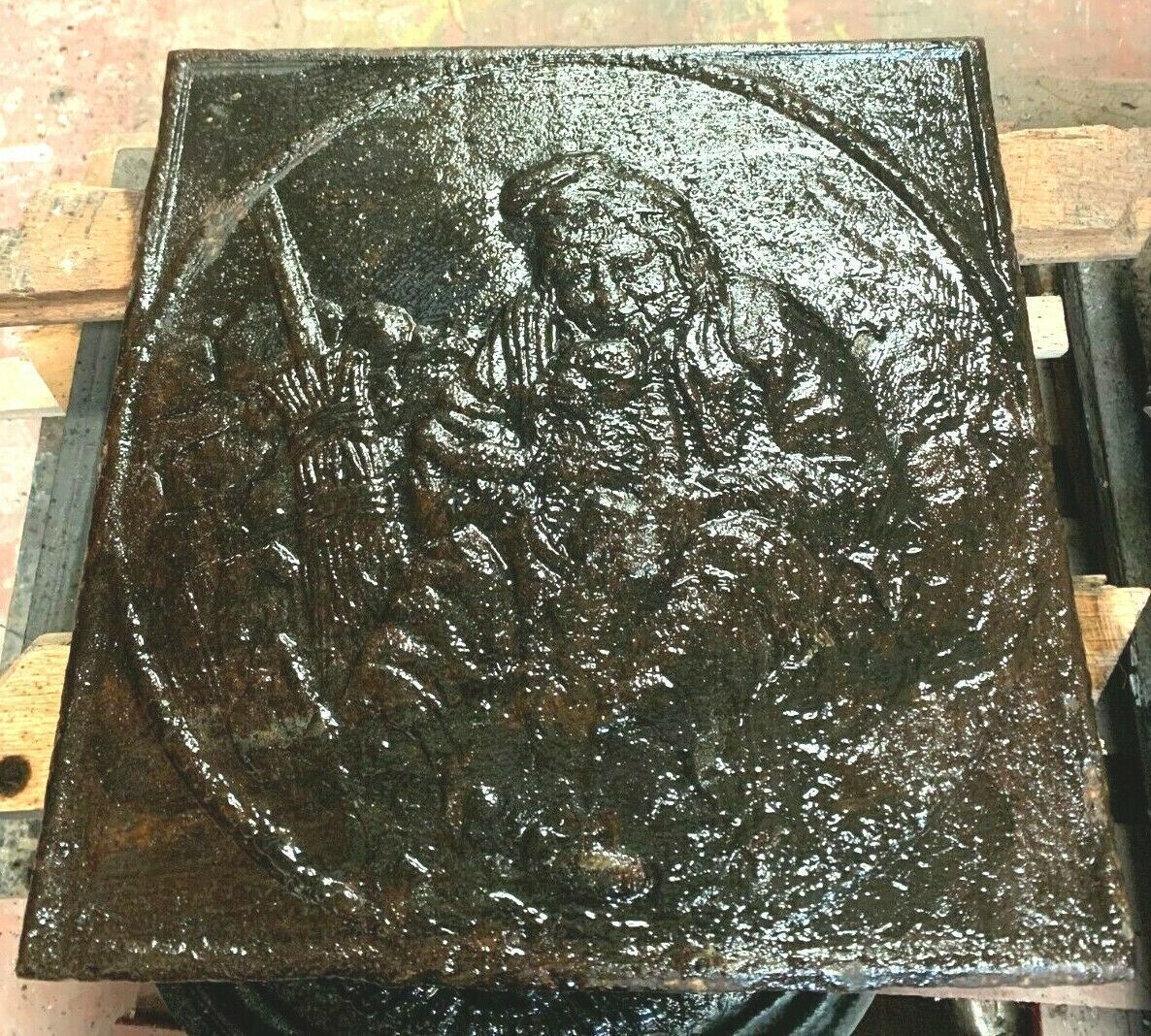 19th Century Cast Iron Fireplace Plate photo furniture