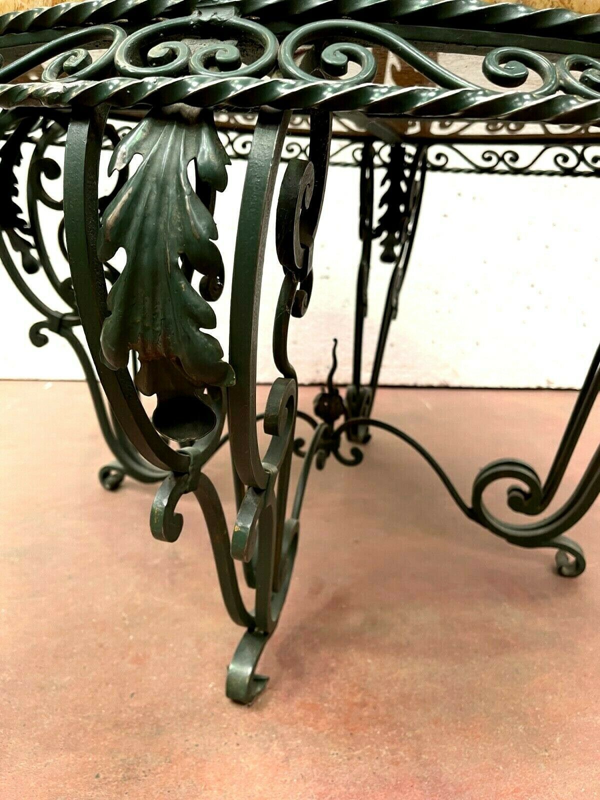 Round Table Of Living Room In Wrought Iron And Marble XX Century photo vintage