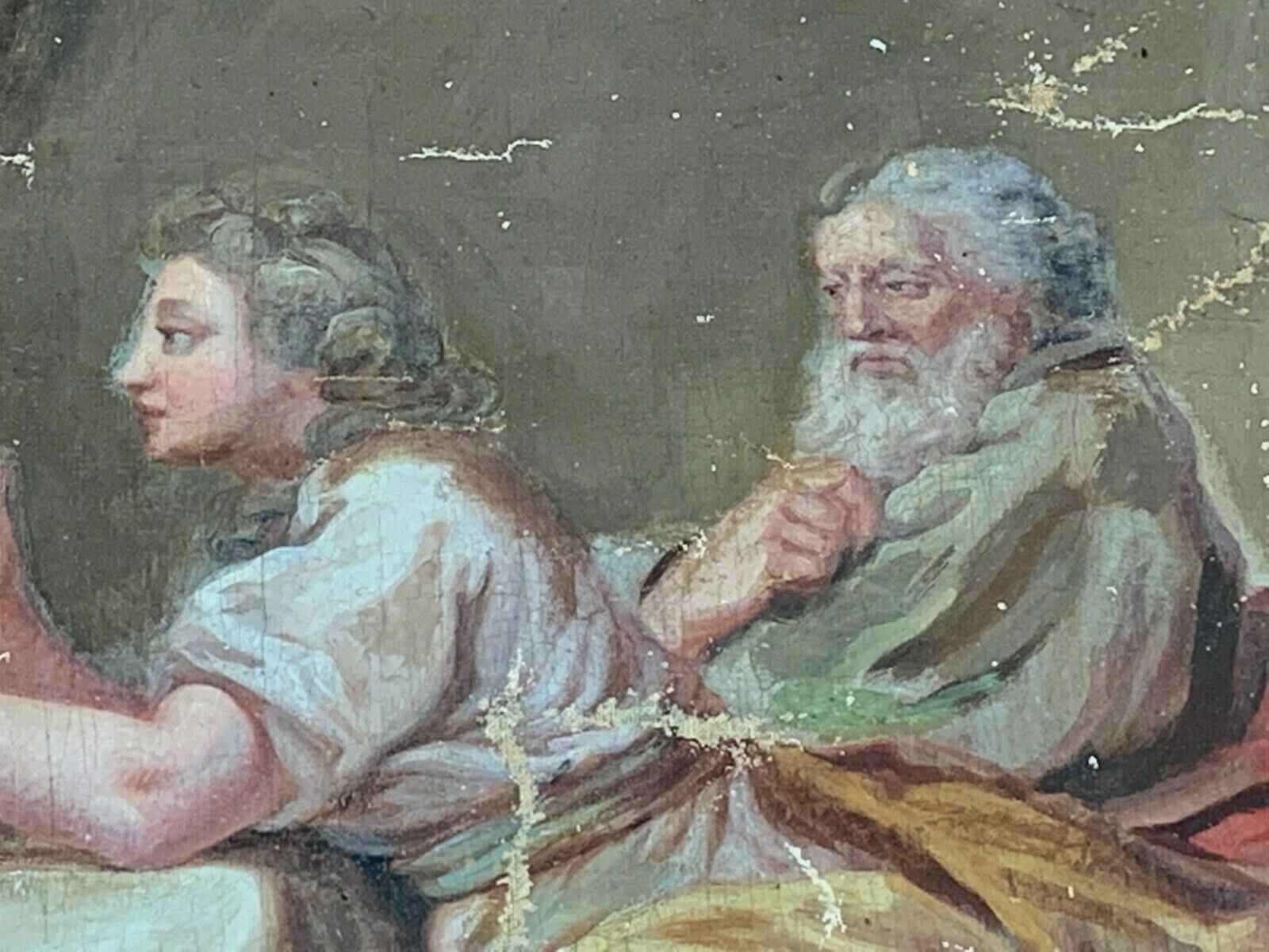 Painting On Scene Canvas At The Antique Decorative Panel XIX Century photo buy