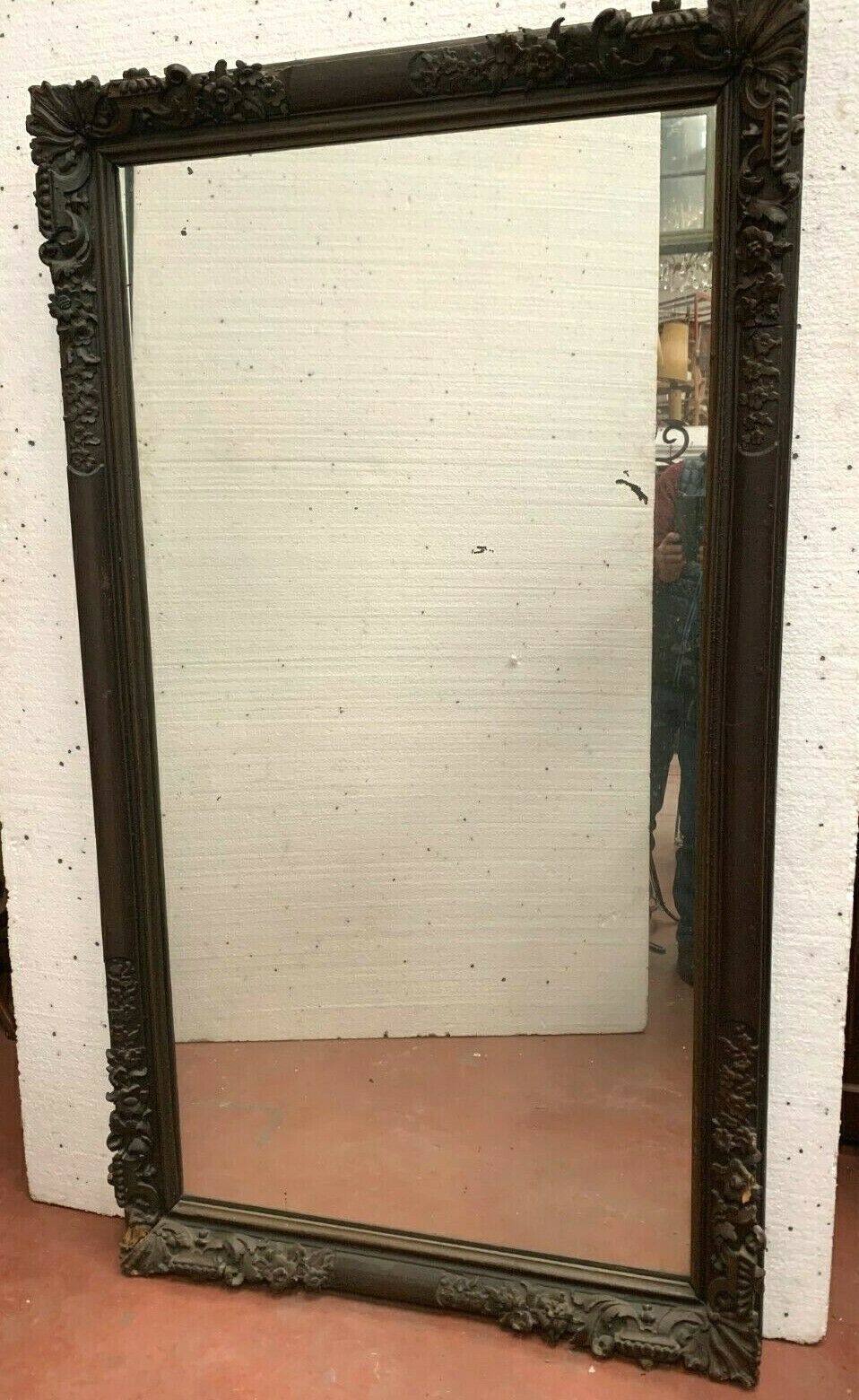 Louis XV Style Mirror In Carved Oak Black Patina XIX Century