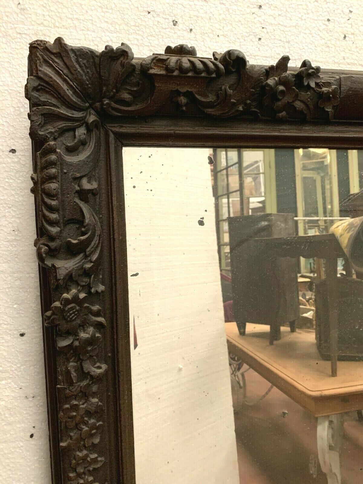 Louis XV Style Mirror In Carved Oak Black Patina XIX Century photo for sale