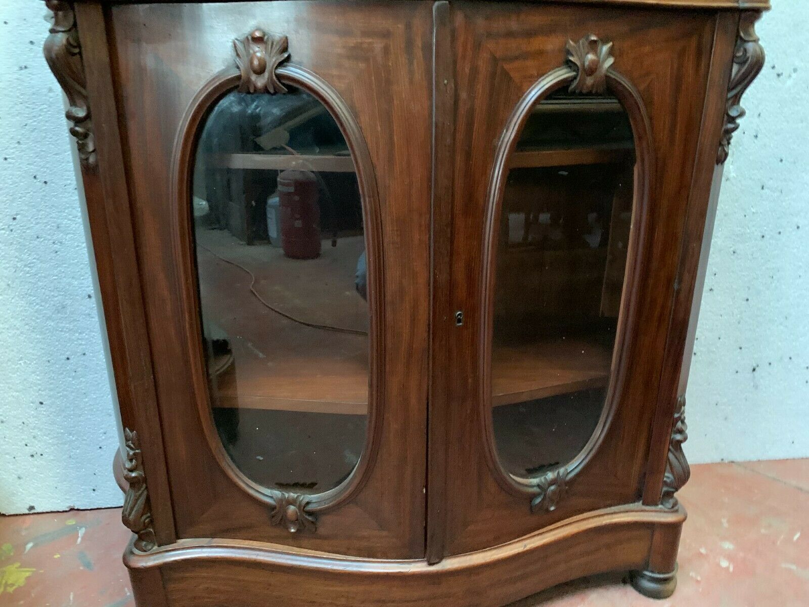 Louis Philippe Curved Showcase In 19th Century Mahogany photo Furniture
