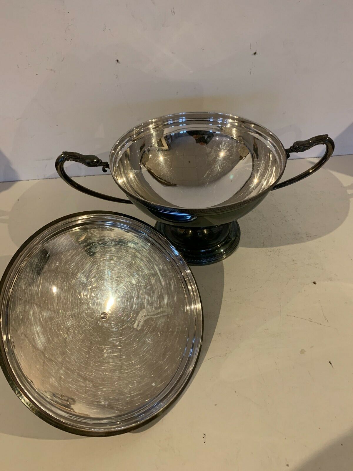 Empire Style Covered Vegetable Dish In Silver Metal Goldsmith Plasait XX Century photo 310.64565375
