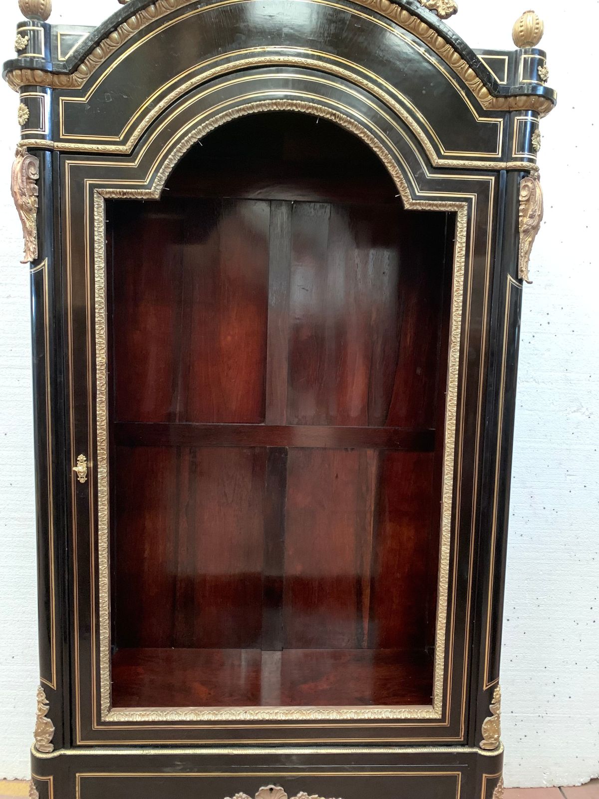 Furniture Napoleon III Ceremonial Showcase In Black Wood And Chiseled Gilt Bronze 19th Century photo