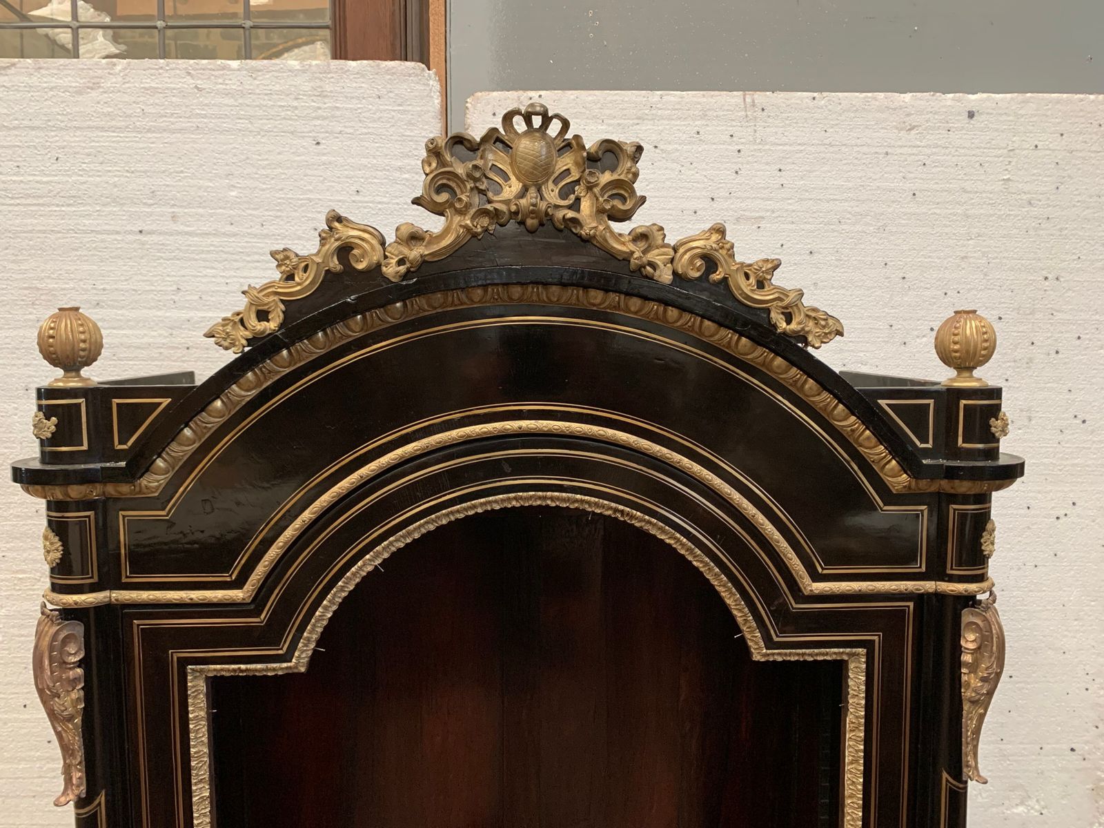 5970.04 Napoleon III Ceremonial Showcase In Black Wood And Chiseled Gilt Bronze 19th Century photo