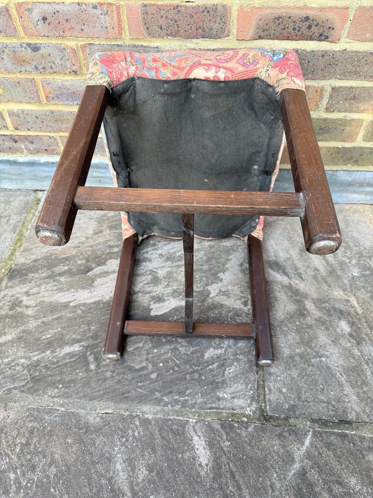 photo furniture Mid Century Wooden Stool With A 1980s Fabric Seat, Retro Stool, 1950s Stool, Wooden Stool, Wood Stool, Upholstered Stool