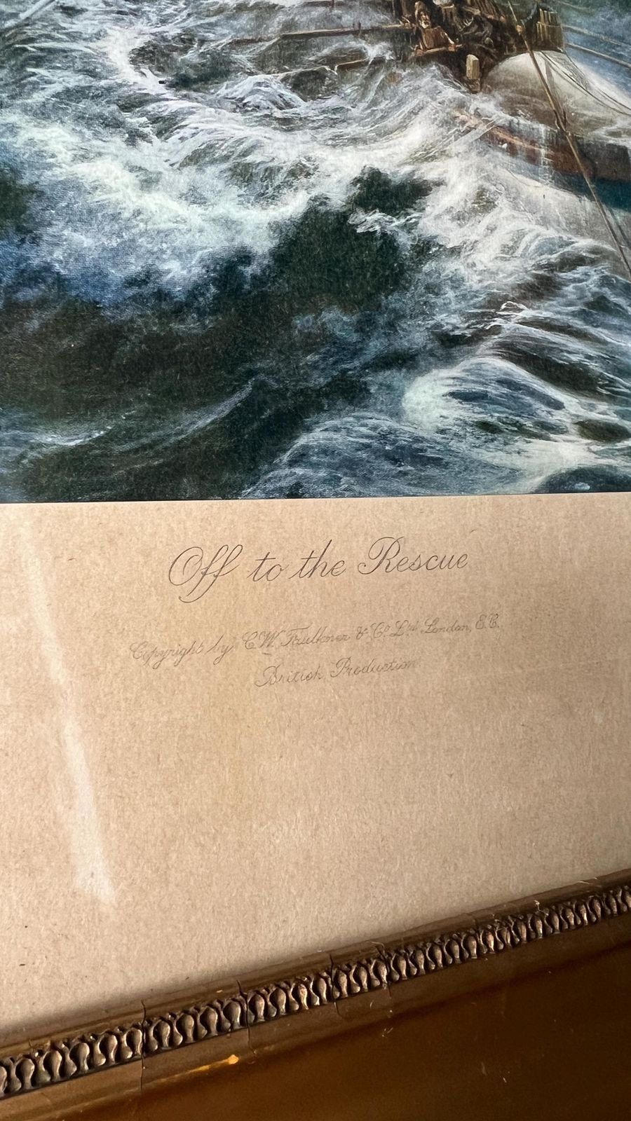 Early 1900s Maritime Print – "Off To The Rescue" – Framed & Glazed photo buy