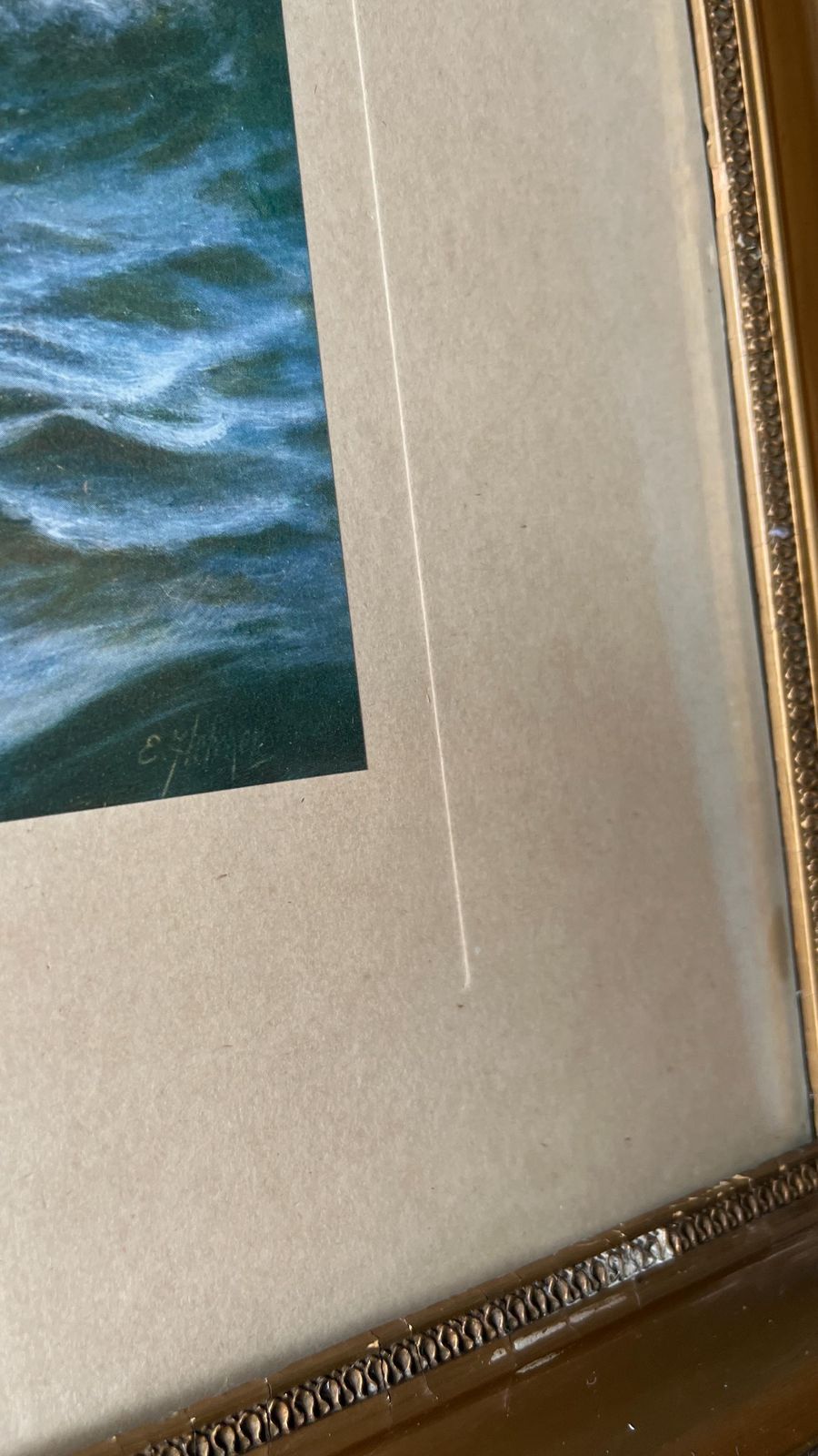 Early 1900s Maritime Print – "Off To The Rescue" – Framed & Glazed photo vintage