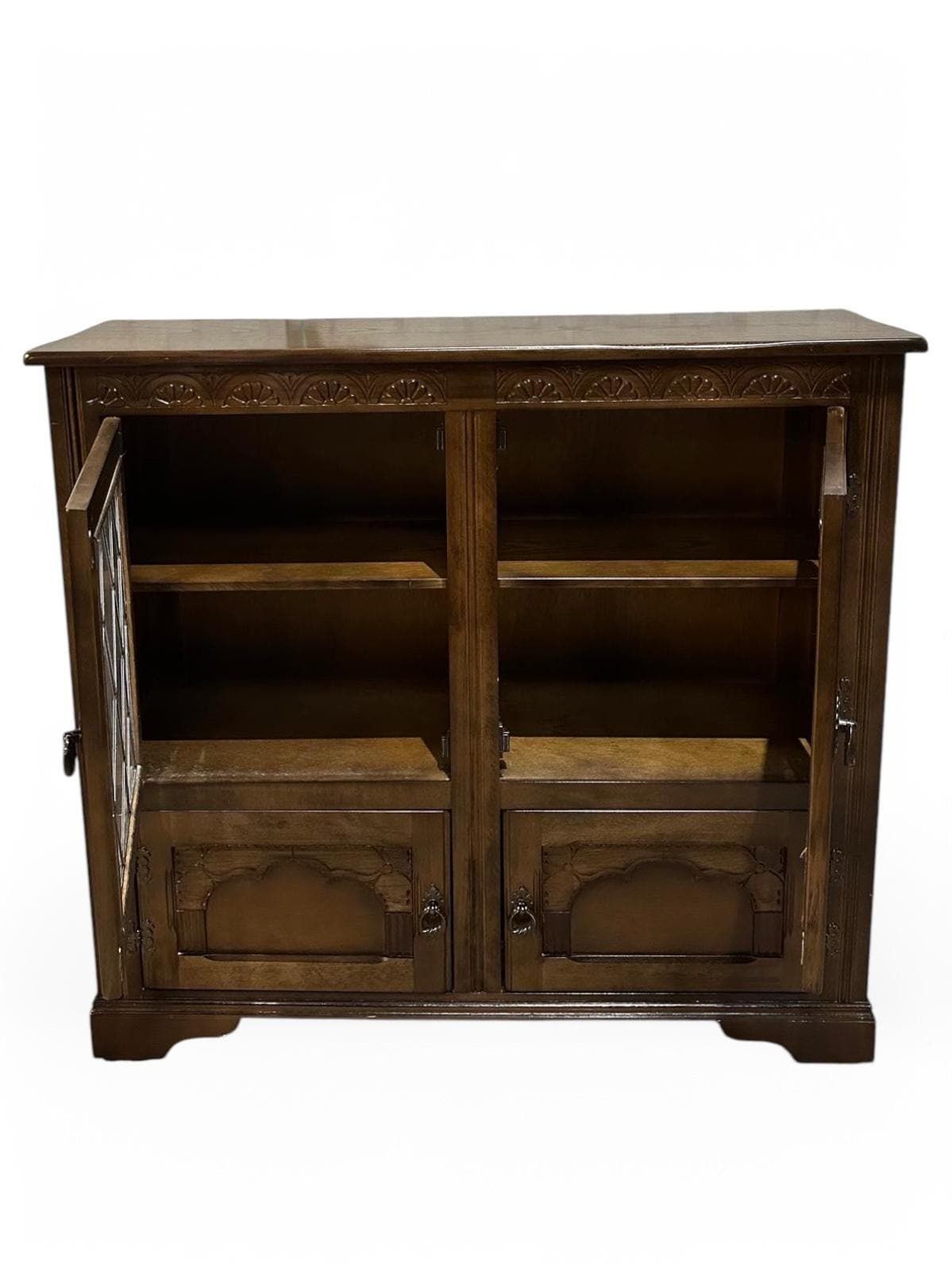 Vintage Glazed Bookcase And Cabinet By Jaycee Furniture / Dark Brown / Made In England / Dated 1960s photo vinterior