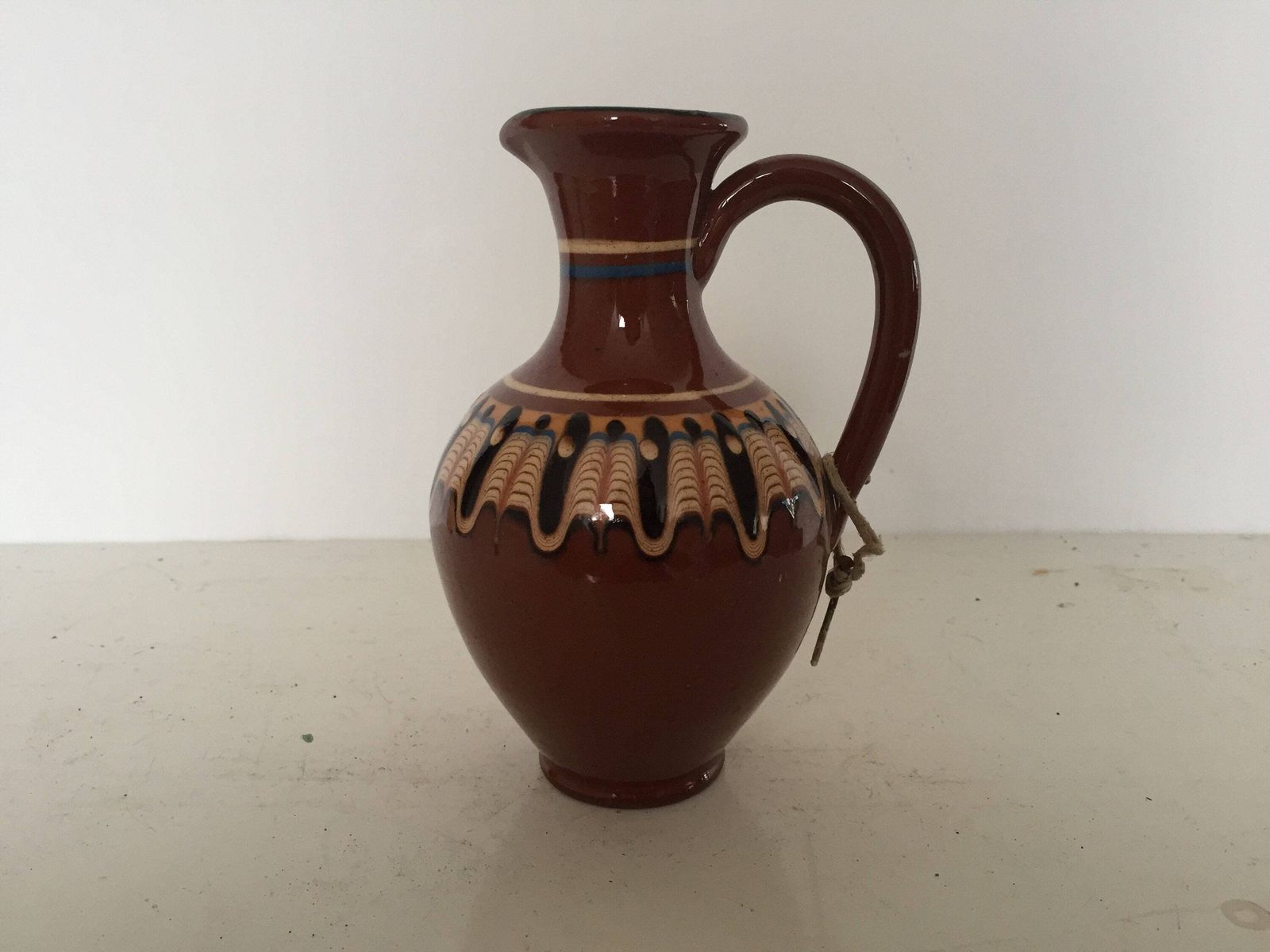Jug Troyan Traditional Bulgarian Pottery Hand Painted. Made In Bulgaria, Old Collectible Drinks Water Wine, Gift Fold Art
