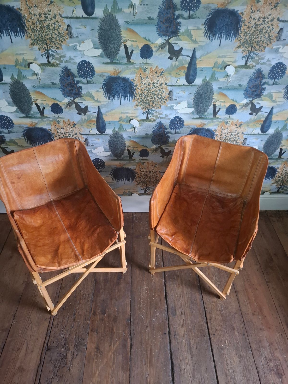 Rare Vintage Sri Lankan Cognac Leather Coffee Chairs photo vinterior