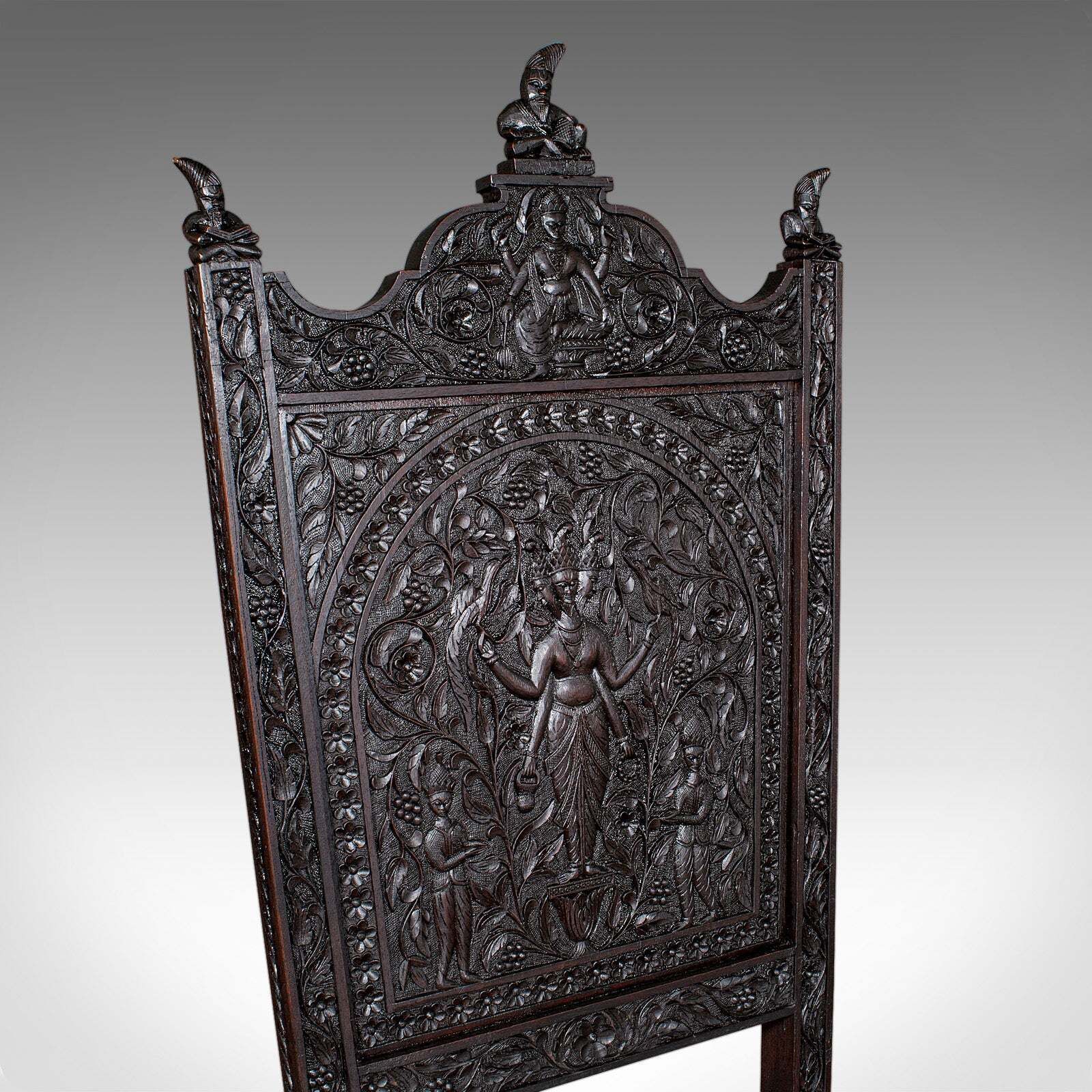 Antique Carved Veranda Chair, Ceylonese, Teak, Ornate Seat, Victorian, C.1880 photo vinterior