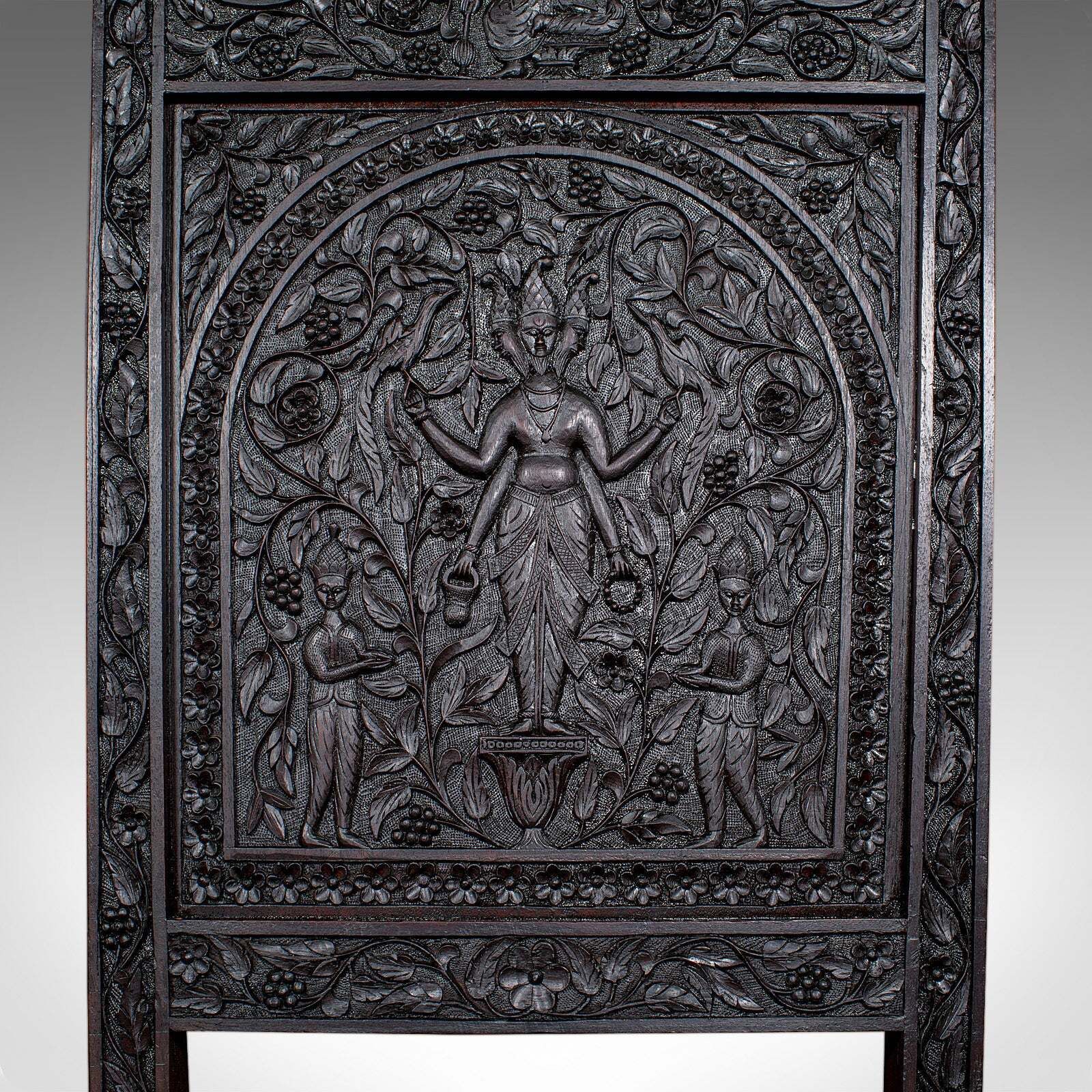 Antique Carved Veranda Chair, Ceylonese, Teak, Ornate Seat, Victorian, C.1880 photo vintage