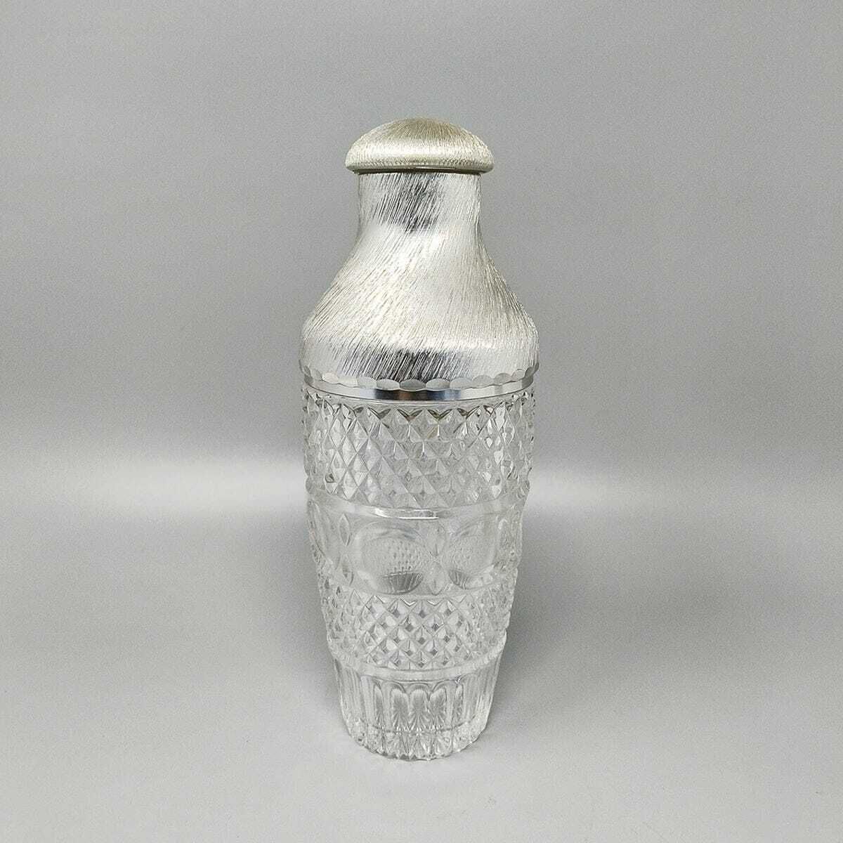 1960s Gorgeous Cut Crystal Cocktail Shaker With Ice Bucket By Arir. Made In Italy. photo for sale