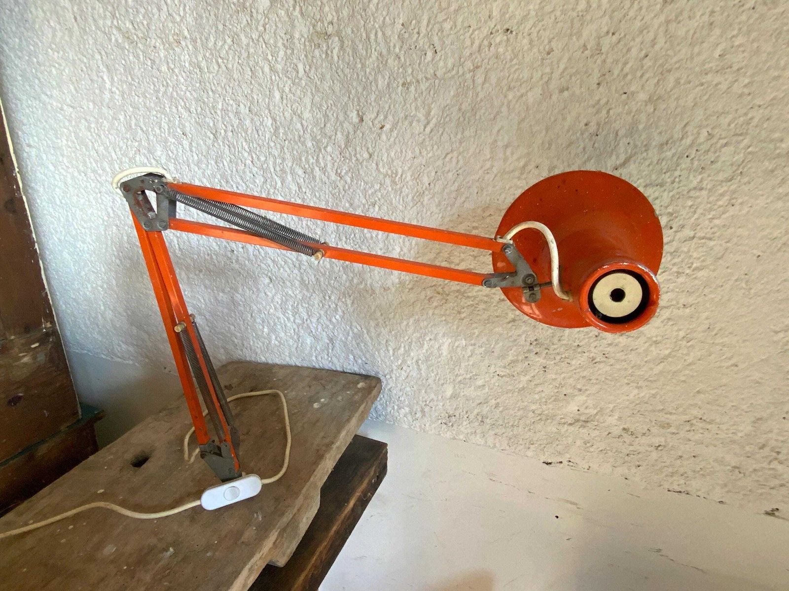 Engineer Retro Adjustable Lamp, Desk Light, Vintage Lighting, Loft, Studio Styling. 60s Home Orange Mid Century Modern. Working photo for sale